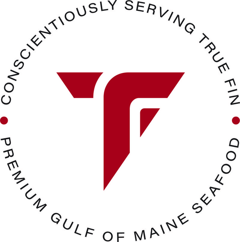 A seal for True Fin that is red and black.