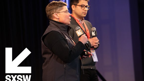 Chief Education Officer Leigh Peake shares the LabVenture experience with an audience at South by Southwest Learn By Design competition in Austin, Texas.