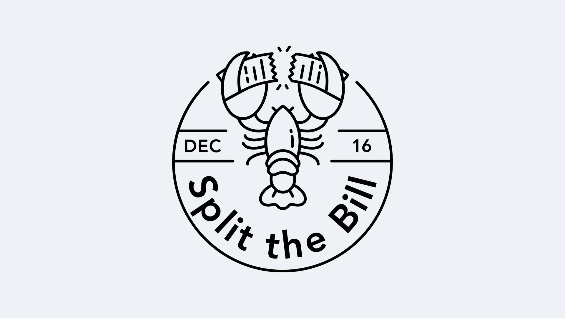an icon depicts a lobster cutting a bill in half with his claws with the accompanying text: split the seafood bill day